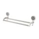 Cetomo Wall Mounted Double-Bar Towel Rack with 2 Hooks for Shower Pouf Cleaning Cloth Brush Scoop Kitchen Bathroom, Plastic Frame Iron Rod No Drill Adhesive, White