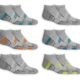 Fruit of the Loom Boys 6 Pack Active No Show Socks, 7-8.5, Gray Assorted