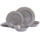 Gibson Home Mauna Melamine Plastic Dinnerware Set, Service for 4 (12pcs), Grey Rustic